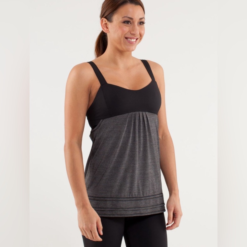 Lululemon Run Back On Track Tank in Heathered Black - Size Small